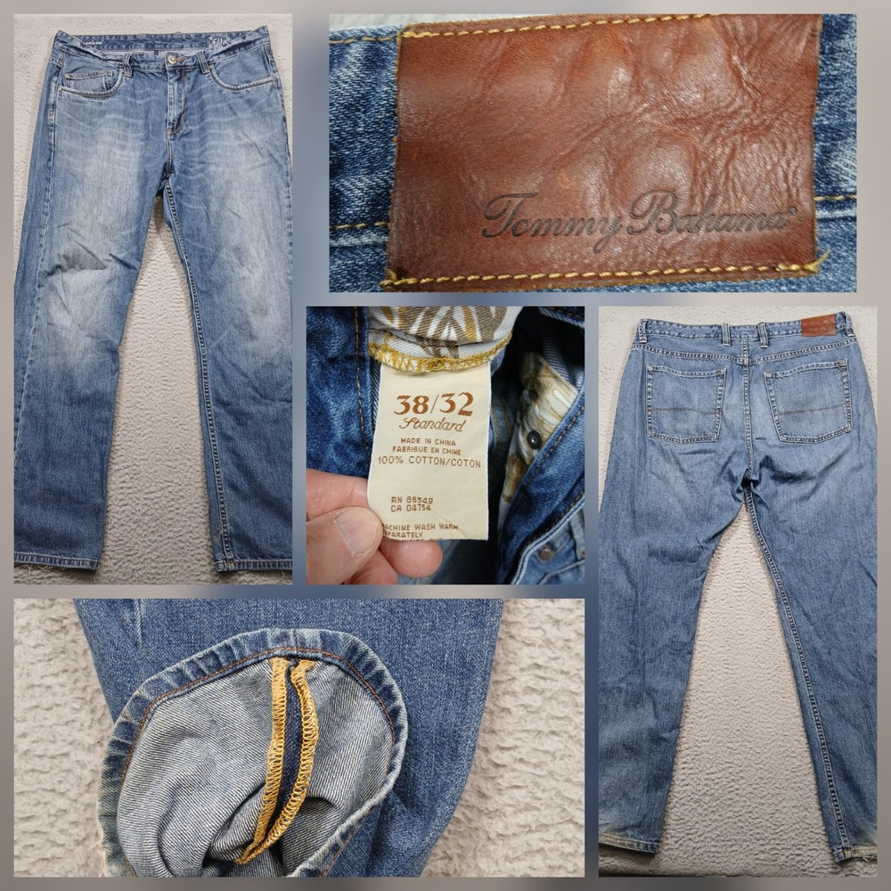 Tommy Bahama Jeans Men's 38x32 Blue Denim Straight Leg‎ Premium